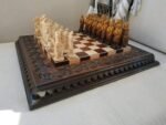 Unique handmade chess set. Ash board in brown ombre color with gloss finish