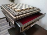 Wooden Chess Set: Chess Table "Bright Victory" in dark brown with Drawers + 2 stools - Image 5