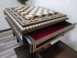 Wooden Chess Set: Chess Table "Bright Victory" in dark brown with Drawers + 2 stools - Image 4