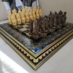 A luxurious handcrafted chess set and pieces are 16 Ukrainian Cossacks and 16 knights