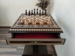 Chess Set: Chess Table "Bright Victory" with Drawers, dark color + 2 stools + chess pieces "Classic Deluxe" - Image 6