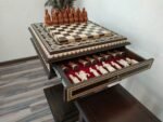 Chess Set: Chess Table "Bright Victory" with Drawers + 2 stools + chess pieces "Knights" & "Cossacks" - Image 6