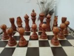 Chess Set: Chess Table "Bright Victory" with Drawers, light color + 2 stools + chess pieces "Elegant Classic" - Image 7