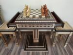 Chess Set: Chess Table "Bright Victory" with Drawers, light color + 2 stools + chess pieces "Elegant Classic" - Image 5