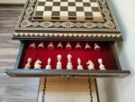 Chess Set: Chess Table "Bright Victory" with Drawers + 2 stools + chess pieces "Classic Deluxe" - Image 5