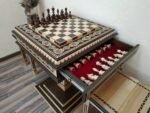 Chess Set: Chess Table "Bright Victory" with Drawers + 2 stools + chess pieces "Classic Deluxe" - Image 6