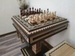 Chess Set: Chess Table "Bright Victory" with Drawers + 2 stools + chess pieces "Classic Deluxe" - Image 3
