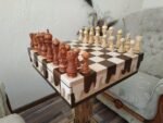 Chess Set: Chess Table "Streaks of Power" with Drawers + 2 stools + pieces "Elegant Classic" - Image 5