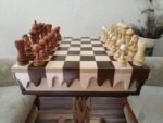 Chess Set: Chess Table "Streaks of Power" with Drawers + 2 stools + pieces "Elegant Classic" - Image 9