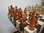 Chess Set: Chess Table "Streaks of Power" with Drawers + 2 stools + pieces "Game of Thrones" - Image 6