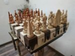 Chess Set: Chess Table "Streaks of Power" with Drawers + 2 stools + pieces "Game of Thrones" - Image 5