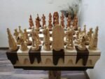 Chess Set: Chess Table "Streaks of Power" with Drawers + 2 stools + pieces "Game of Thrones" - Image 7