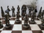 Chess Set: Chess Table "Streaks of Power" with Drawers + 2 stools + black pieces "Game of Thrones" - Image 9