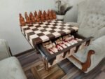 Chess Set: Chess Table "Streaks of Power" with Drawers + pieces "Knights" & "Cossacks" - Image 6