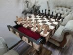 Wooden Chess Set: Chess Table "Streaks of Power" with Drawers + pieces "Classic Deluxe" - Image 5