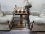 Wooden Chess Set: Chess Table "Streaks of Power" with Drawers + pieces "Classic Deluxe" - Image 2