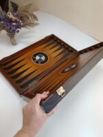 Wooden Backgammon field with backgammon chips ,ash solid wood, pattern carving handmade, personalized, Gift for Dad, Christmas Annyversary - Image 8