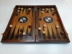 Wooden Backgammon field with backgammon chips ,ash solid wood, pattern carving handmade, personalized, Gift for Dad, Christmas Annyversary