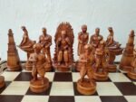 Chess board/table "Waves of Aspiration" from ash wood+ pieces "Battle of Thrones"/"Knights" two stools handmade Аnniversary wooden gift - Image 6