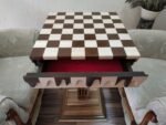 Chess Set: Chess Table "Streaks of Power" with Drawers for storage pieces + 2 stools - Image 8
