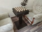 Wooden Chess set: Chess table "Royal Classic" with Drawers + 2 stools, dark color - Image 3