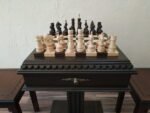 Wooden Chess set: Chess table "Royal Classic" with Drawers, dark color + 2 stools +pieces "Classic Deluxe" - Image 4