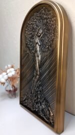 Wooden carved wall panel "Goddess Tara", handmade wall decor, carving wood, art living room, Birthday Gift for Mother, Wife, Daughter - Image 4