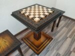 Wooden Chess set: Chess table "Waves of Aspiration" + 2 stools, Ombre color, super glossy - Image 5