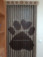 Beaded door curtain with Paw Design – Wooden handmade partition for animal lovers - Image 3