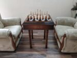 Chess Set: Chess Table "Battle for Kings" with 2 Drawers, Super glossy finish + glossy pieces "Classic Deluxe" - Image 2