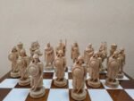 Chess Set: Chess Table "Battle for Kings" with 2 Drawers, Super glossy finish + glossy pieces "Knights" - Image 7