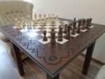 Wooden Chess set: Chess table “Waves of Aspiration” Large sizes + pieces "Elegant Classic" - Image 2