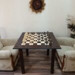 Wooden Chess set: Chess table “Waves of Aspiration” Large sizes + pieces "Elegant Classic"