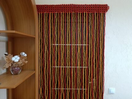 Multicolor Wooden Bead Curtain – Handmade door, window & room divider decor