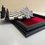 Сhess set "Black & White", Board with removable play field + pieces "Classic Deluxe" - Image 2
