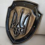 Ukrainian Trident symbol, Coat of arms of Ukraine from ash carving  wood, super gloss, Wall panel, wooden Decor,  handmade , Ukrainian Art