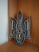 Wall decor, wooden panel Coat of arms of Ukraine, Trident. Ukrainian Tryzub. Handmade wood carving, Folk Art, Gift for Boss, Dad, Brother - Image 5