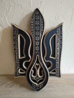 Wall decor, wooden panel Coat of arms of Ukraine, Trident. Ukrainian Tryzub. Handmade wood carving, Folk Art, Gift for Boss, Dad, Brother - Image 3
