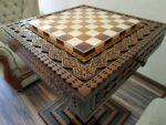 Wooden Chess Table "The Art of a Winner" with 2 Drawers, Ombre color, Glossy finish - Image 4
