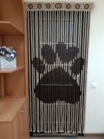 Beaded door curtain with Paw Design – Wooden handmade partition for animal lovers - Image 2