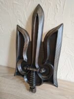 Coat of arms of Ukraine from ash wood with Black patina, wooden Wall Decor handmade Ukrainian Trident symbol, Trizub, Ukrainian Art for Gift - Image 3