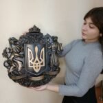 Wooden wall Decor Coat of arms of Ukraine - Symbols of Ukraine, Large sizes, Trident. Ukrainian gift, wood-carving from solid ash wood