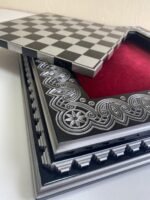Wooden Chess board "Black & Silver" Removable Playfield, Storage for pieces - Image 6