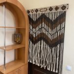 hand carved wood bead detail natural divider, curtain