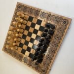 Wooden  folding board Exclusive with chess pieces Elegant Classic + Backgammon table, ash wood, carving handmade,gift Anniversary, Christmas - Image 9