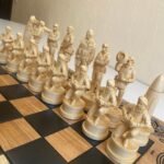 Wooden Chess set 3-in-1: Folding Chess Board + Сheckers + Backgammon + chess pieces "Knights" / "Armed Forces of Ukraine" - Image 6