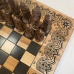 Wooden Chess set 3-in-1: Folding Chess Board + Сheckers + Backgammon + chess pieces "Knights" / "Armed Forces of Ukraine" - Image 4