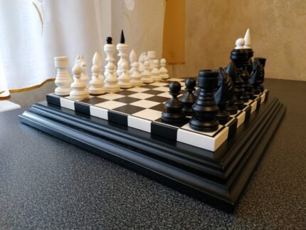 Wooden Chess set "Black&White": Chess board + chess pieces