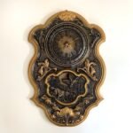 Wooden wall Clock Large, Wall Art ,color Black & Gold patina, pattern - hunting, nature, super gloss, handmade carving wood, Anyversary Gift - Image 3