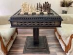 Chess Set: Chess Table "Bright Victory" with 2 Drawers + chess pieces "Cossacks" & "Knights" - Image 2